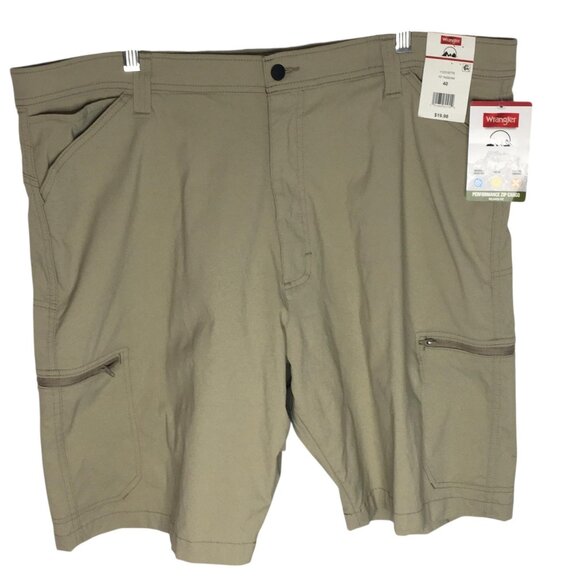 Wrangler Shorts Mens 40 Khaki Performance Zip Cargo 10 Inseam UPF 50 Wicking - Picture 1 of 16